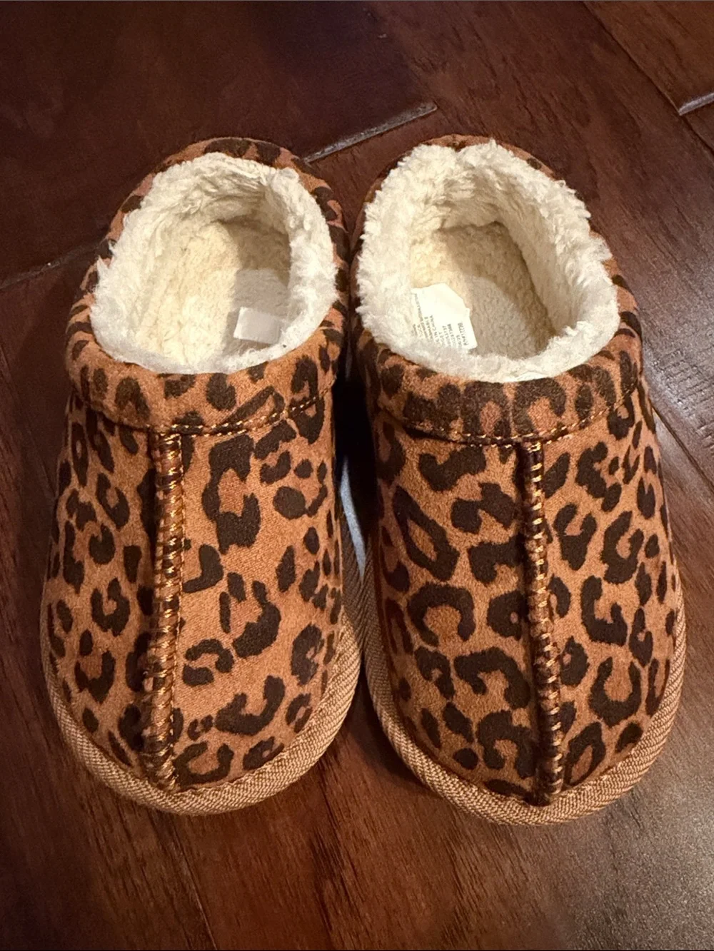 Kids Leopard-Print Cozy Slip-On Slippers - Brown/Black